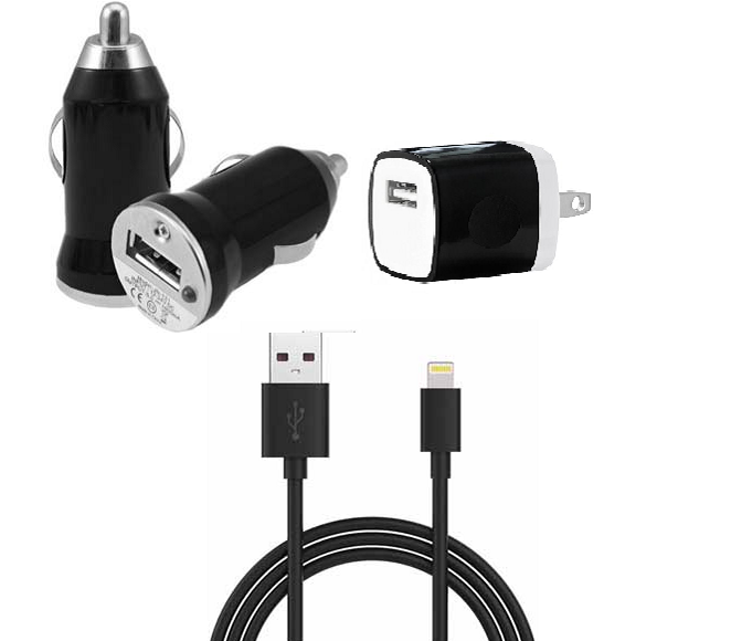CAR AND HOME CHARGE WITH IOS CABLE BLACK UNIVERSAL