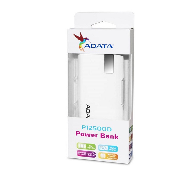 POWER BANK ADATA 12500mAh WHITE