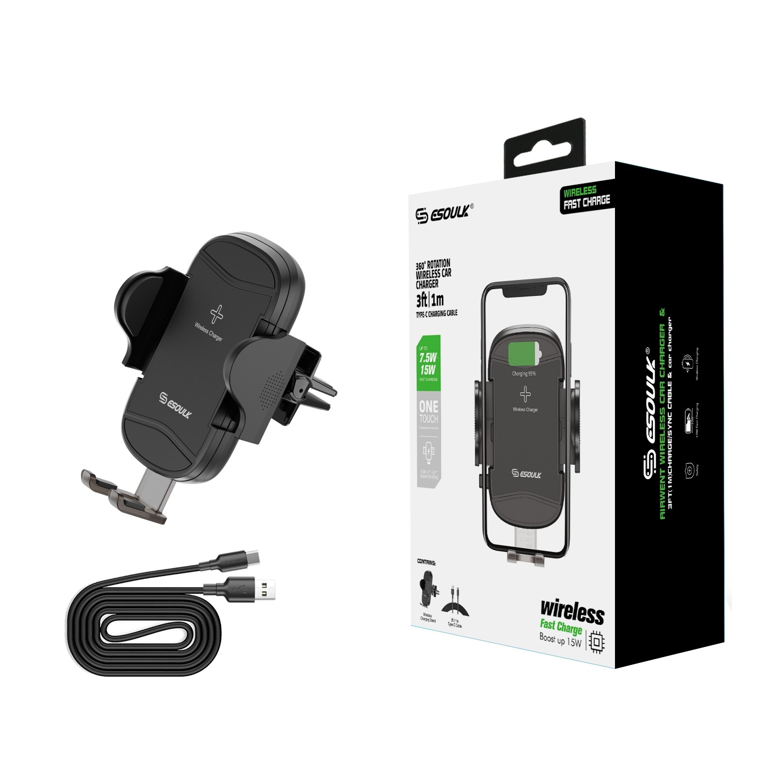 2IN1 Car Holder & Wireless Charger EH39BK